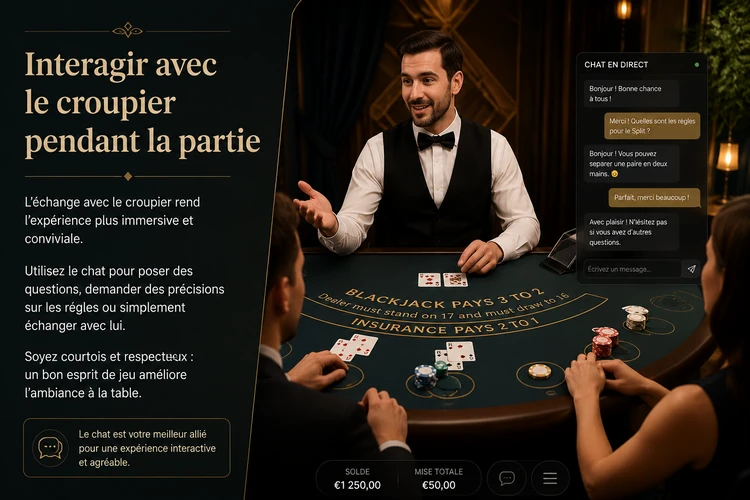 Interagir avec le croupier pendant la partie